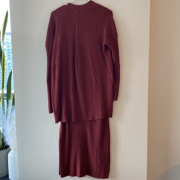 Anthropologie Colleen Ribbed Dress Sweater Cardigan Set - Picture 12 of 12